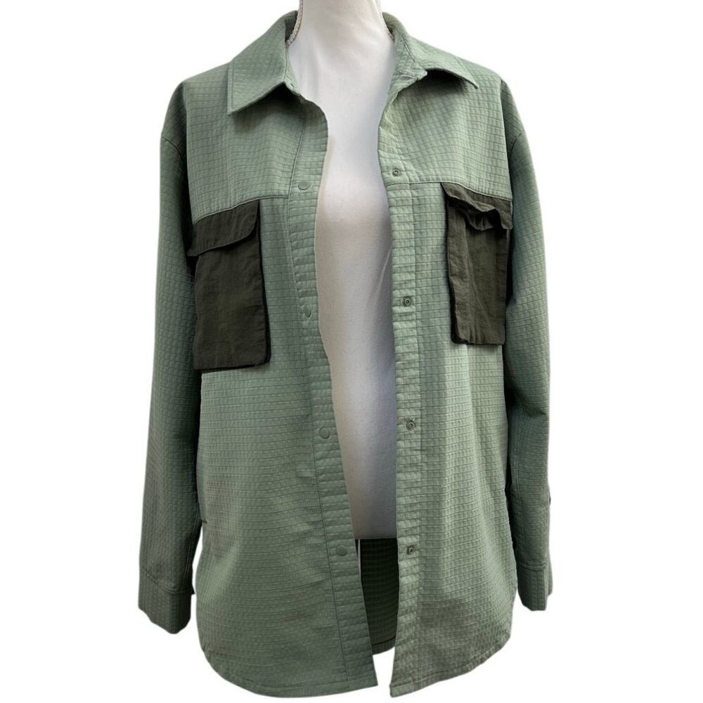 Lululemon Grid Fleece Hiking Overshirt Jacket Laurel Green Womens Size 12 EUC